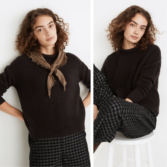 NEW Madewell Fulton Pullover Sweater Alpaca Chunky Knit Heathered Raisin Preppy - Picture 1 of 8